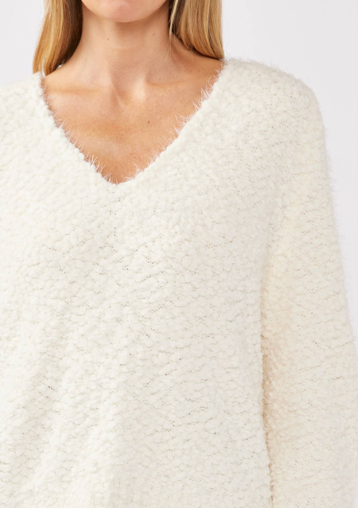 Fuzzy Pullover Sweater - White