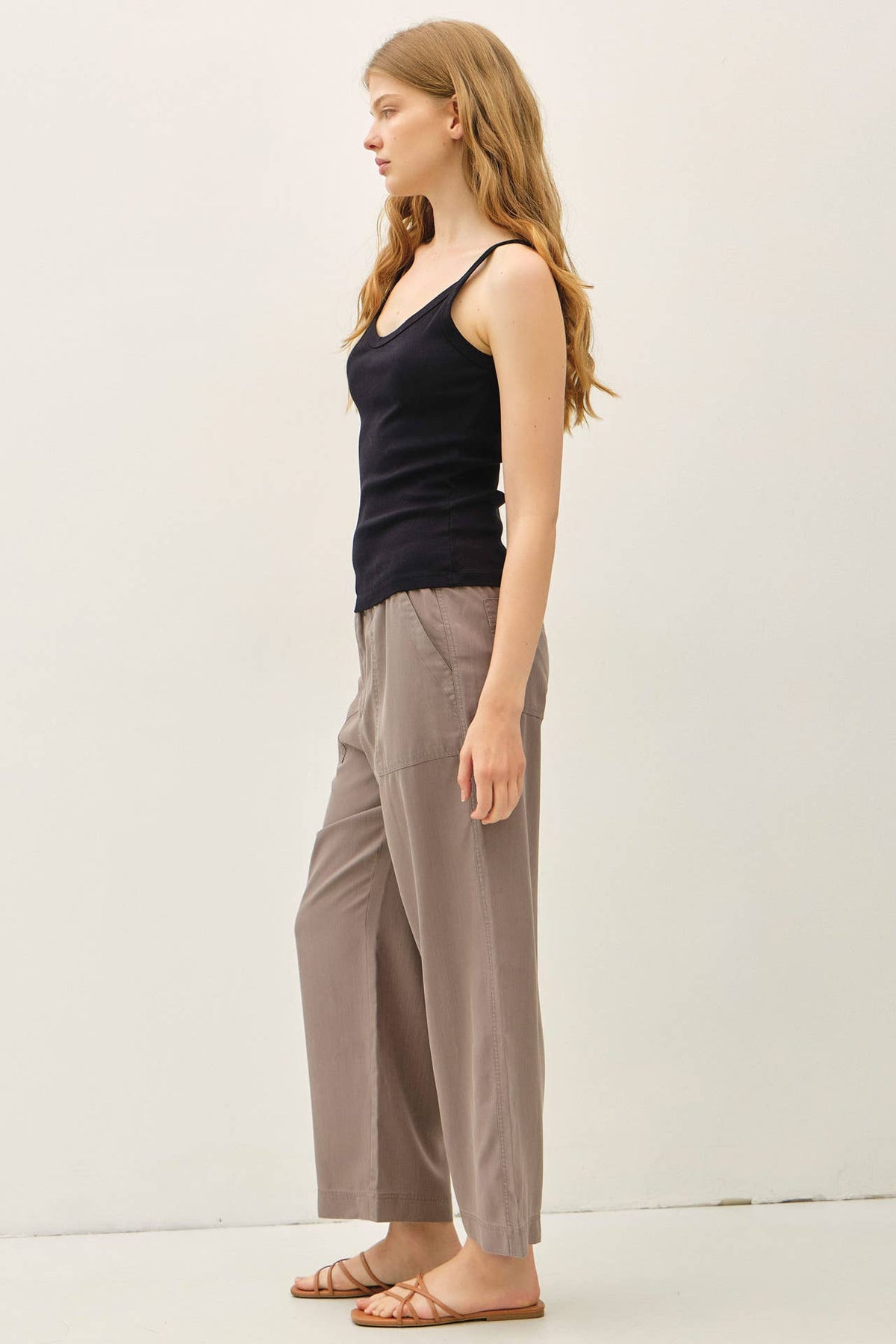 Wide Leg Tencel Pant / Earth Grey