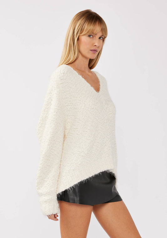 Fuzzy Pullover Sweater - White