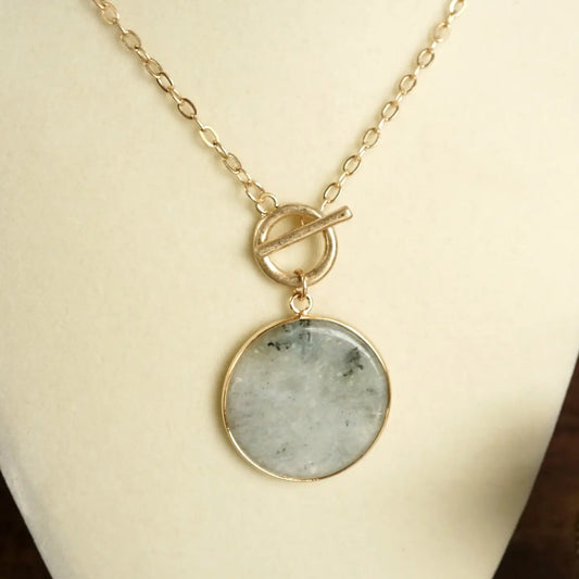 Disc Pendant Necklace- Gray