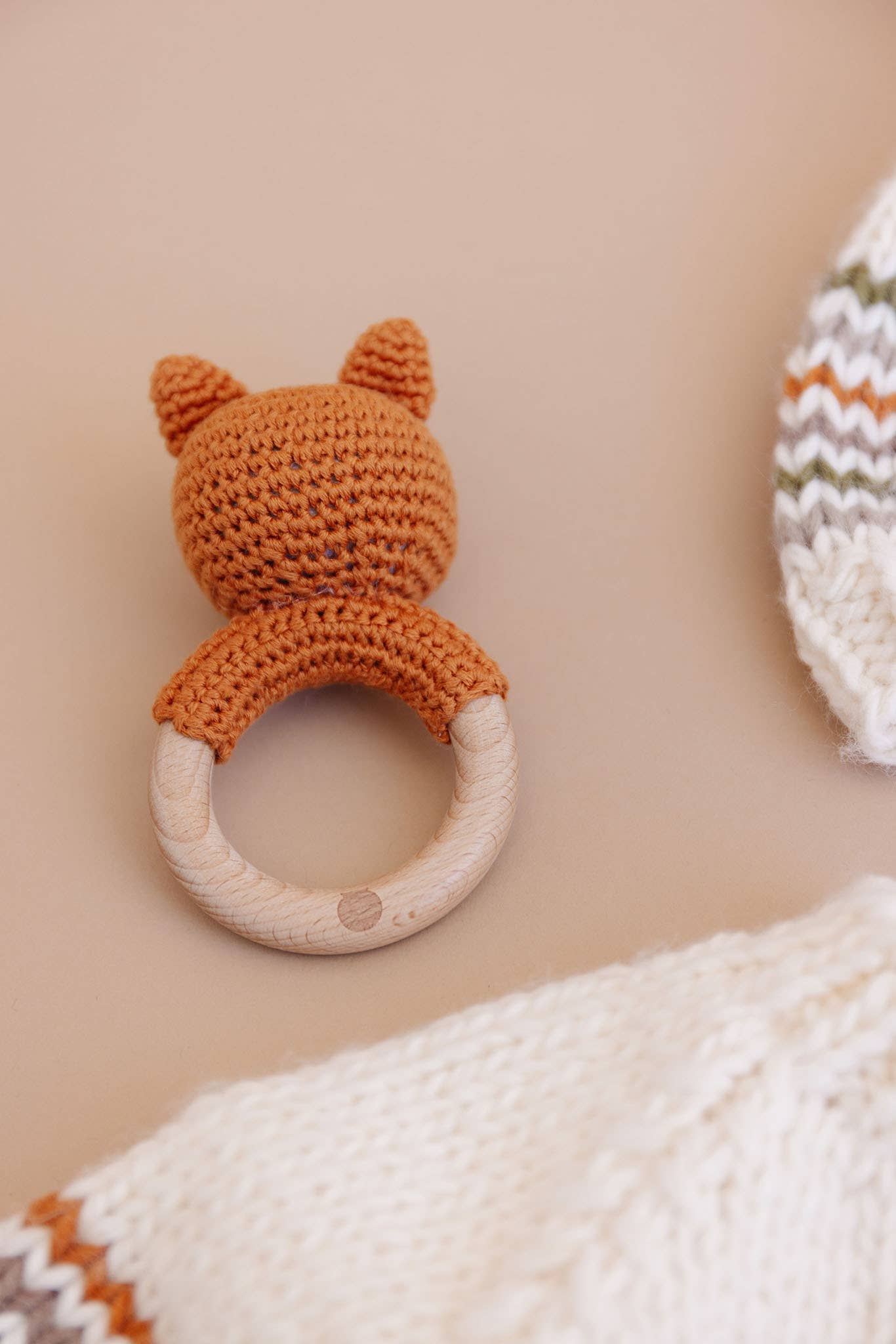 Teether Fox Cotton Rattle