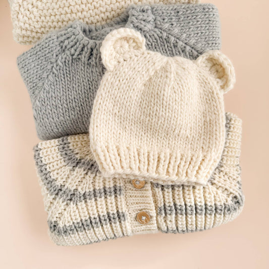 Bear Hat, Cream | S; 6-24M