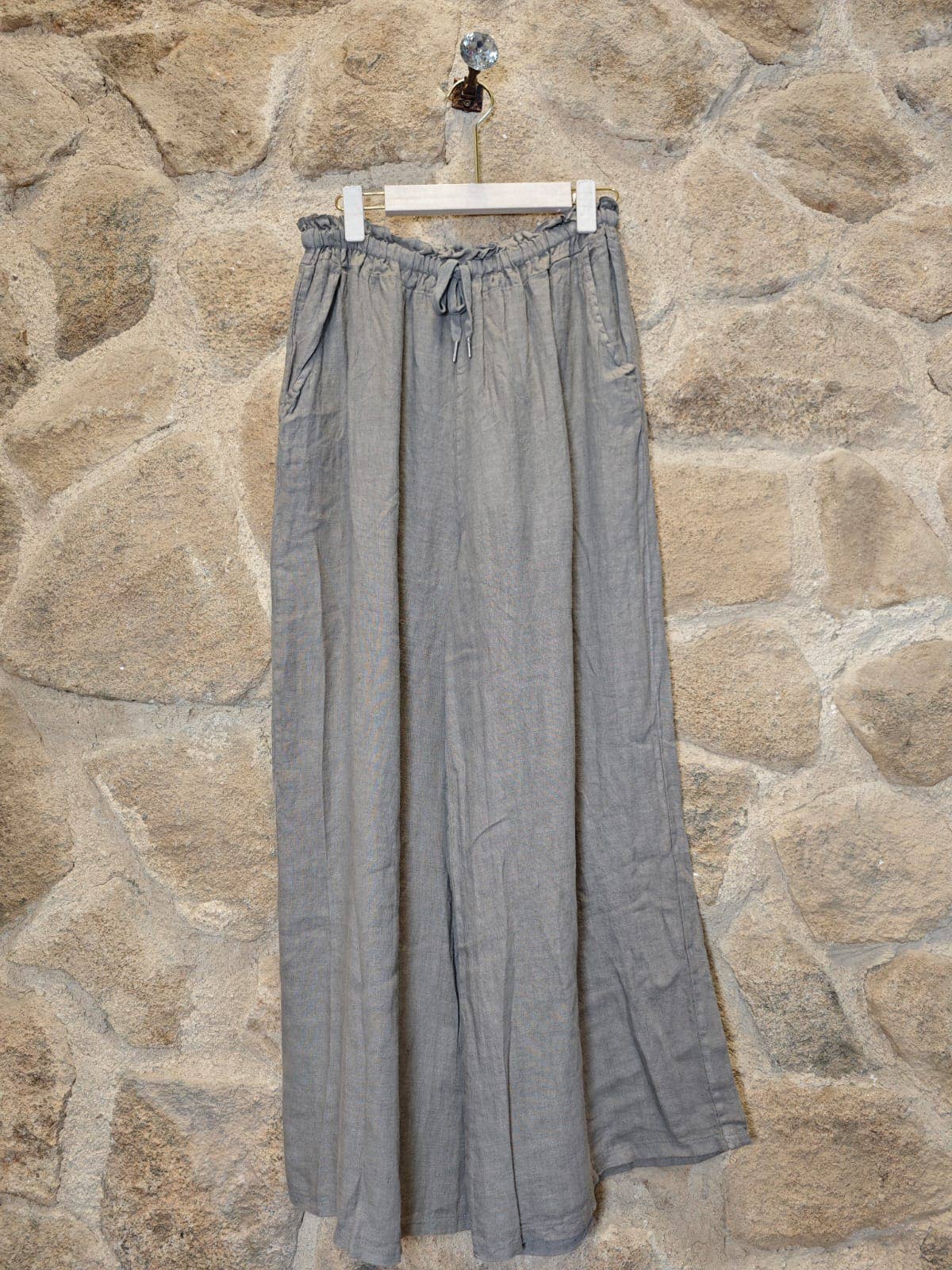 Ref-18116 WIDE-LEG PANTS 100% LINEN: Camel