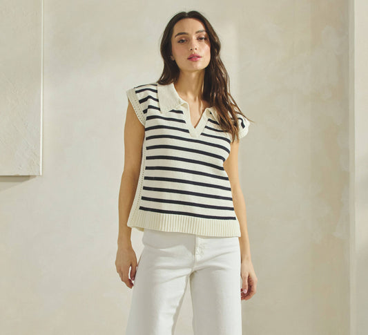 Striped Collared Sweater Vest