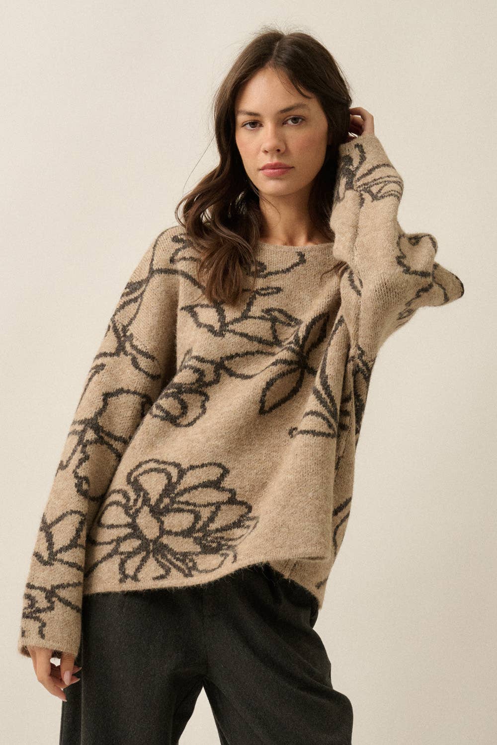 Floral Knit Sweater / Sand