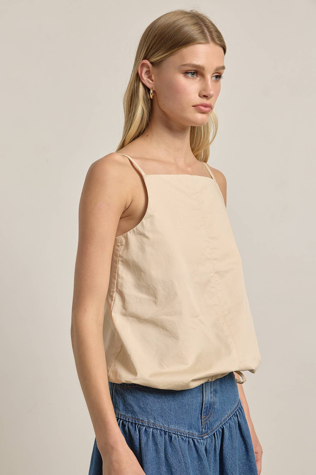 Minimal Square Neck Tank - Cream