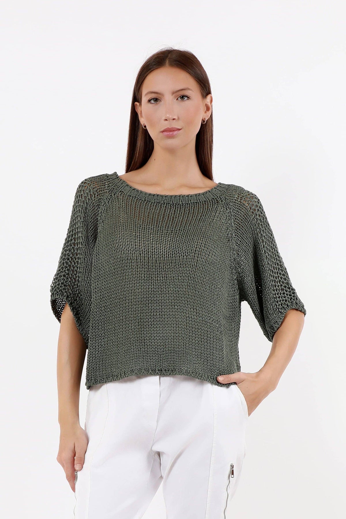 Knit Ballet Sleeve Sweater / Forest