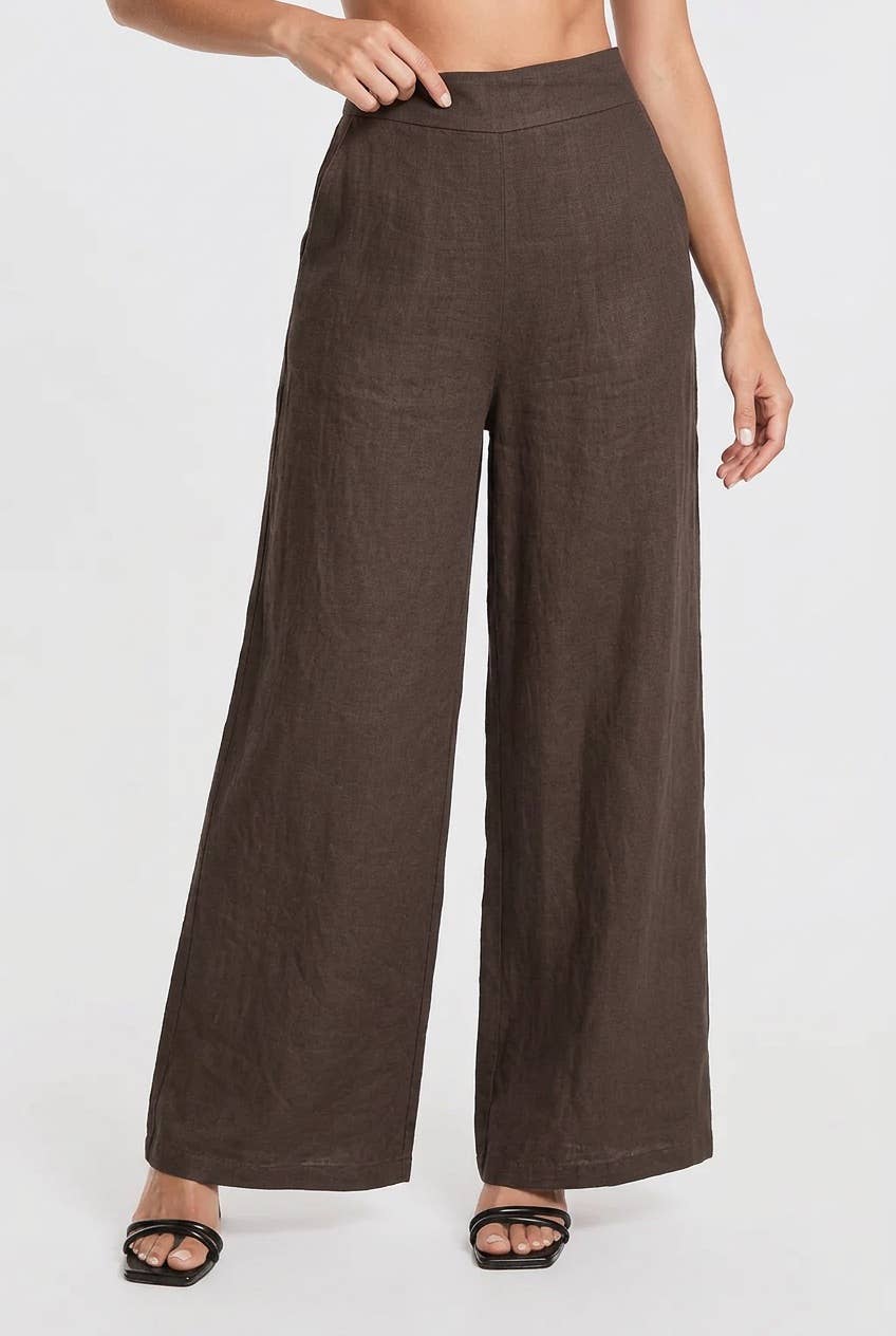 Linen Palazzo Pant / Espresso