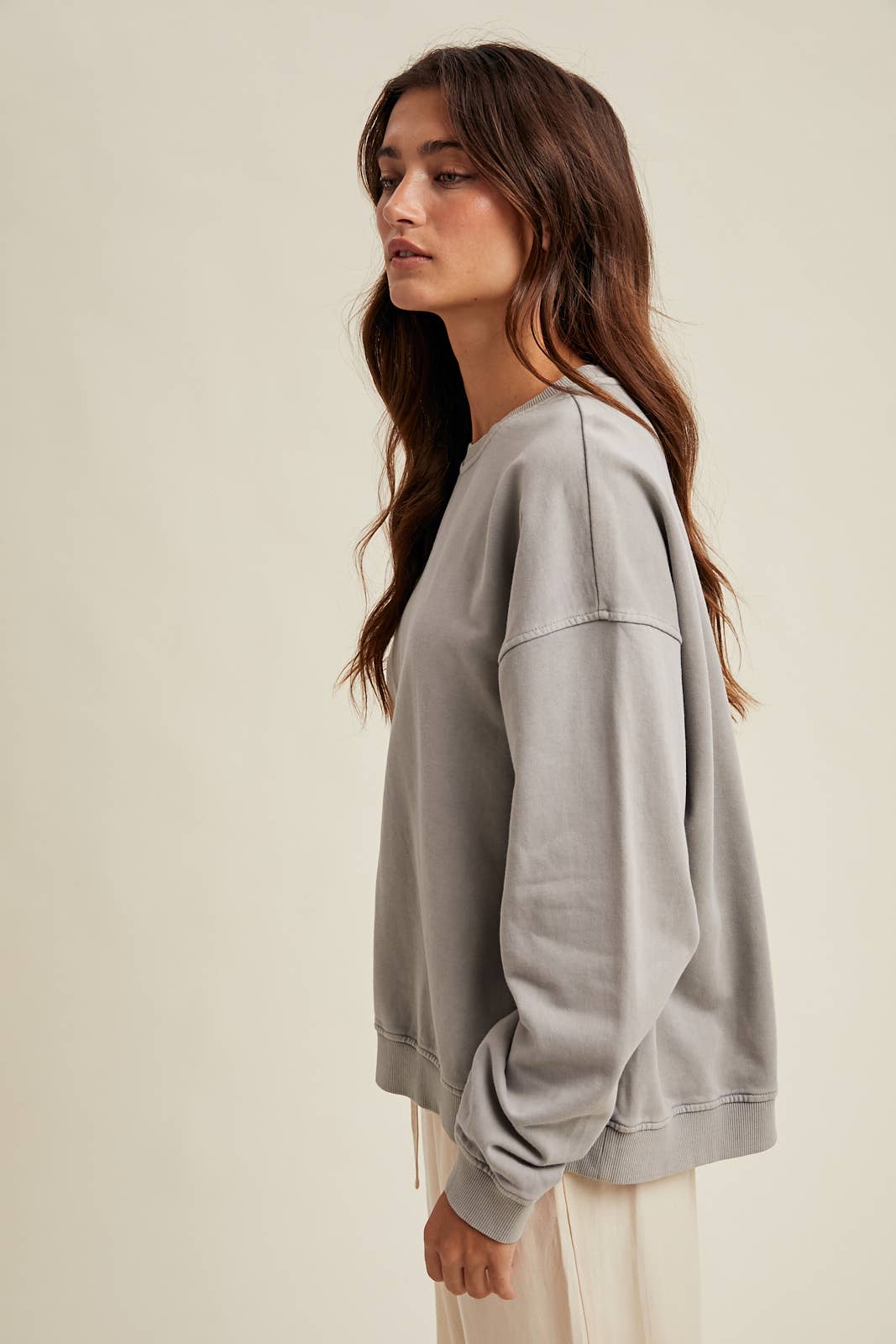 Washed Terry Sweatshirt- Grey