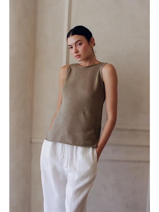 Ramie Knit Tank - Moss